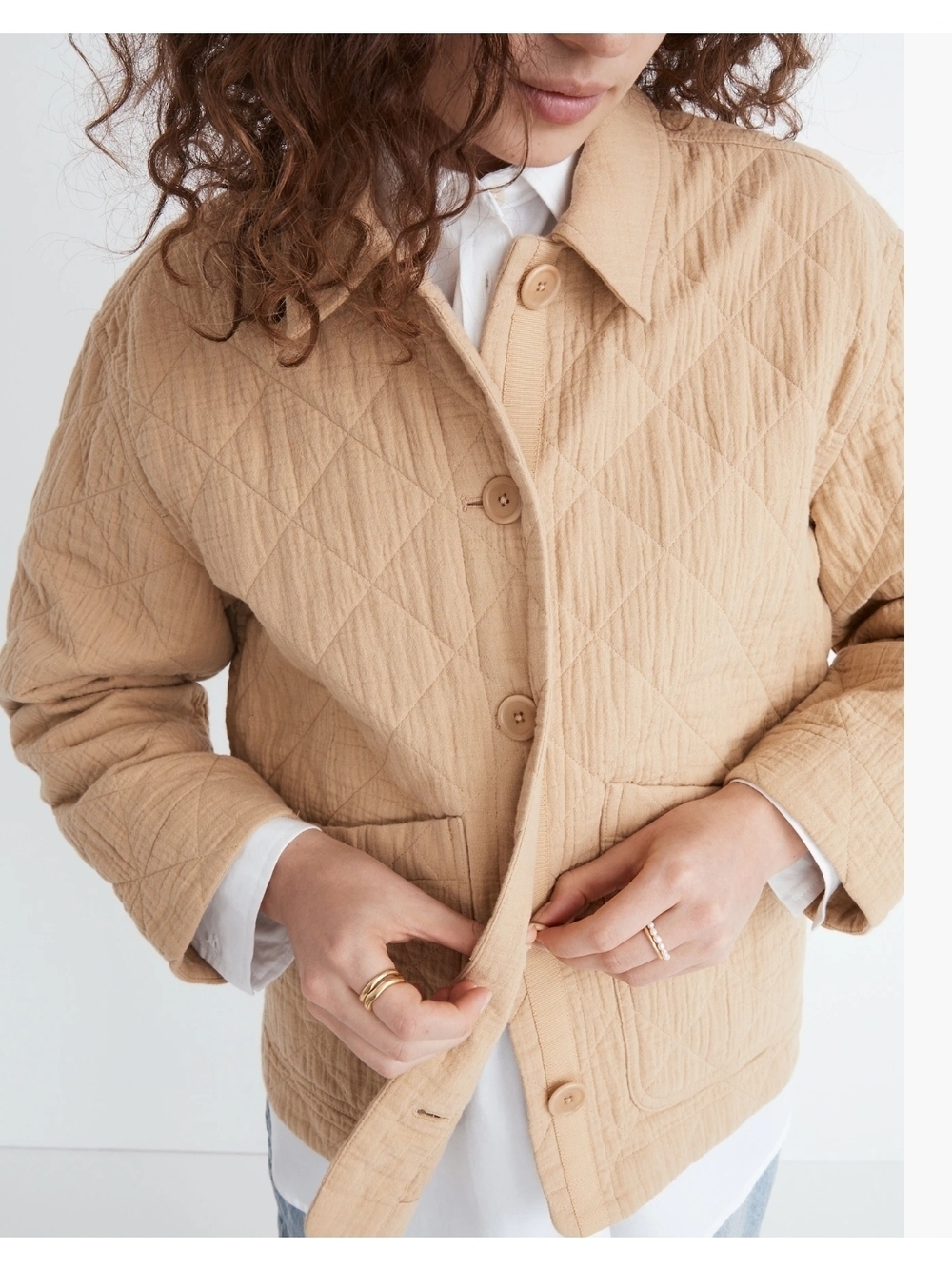 Madewell Quilted Cotton Gauze Chore Jacket Tan XS